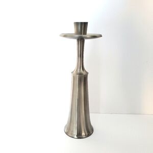 TORRE & TAGUS Stainless Steel Modernist Candlestick Holder Sleek Fluted Design